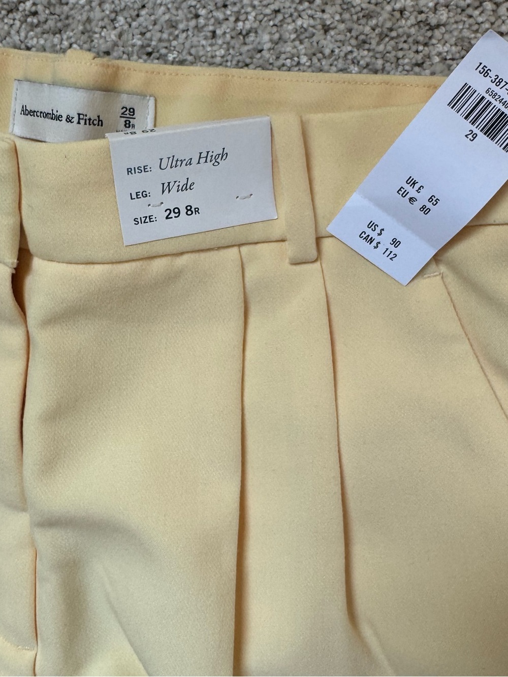 Abercrombie & Fitch Ultra High Waist Wide Leg Pants - Pale Yellow NWT
